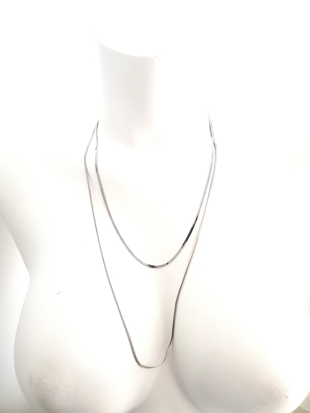 Silver Double-Layer Herringbone Necklace